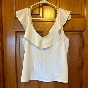 Bar III adorable, white crop to waist ruffle top